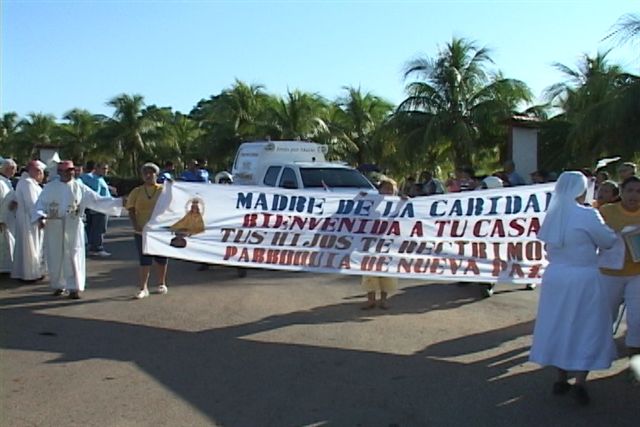 Recibimiento de la imagen de la Virgen de la Caridad en Nueva Paz